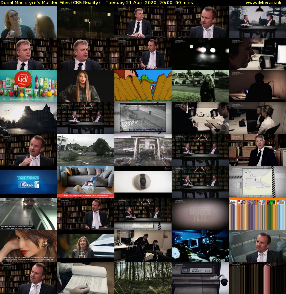 Donal MacIntyre's Murder Files (CBS Reality) Tuesday 21 April 2020 20:00 - 21:00