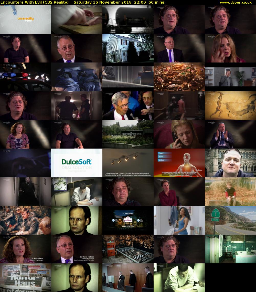 Encounters With Evil (CBS Reality) Saturday 16 November 2019 22:00 - 23:00