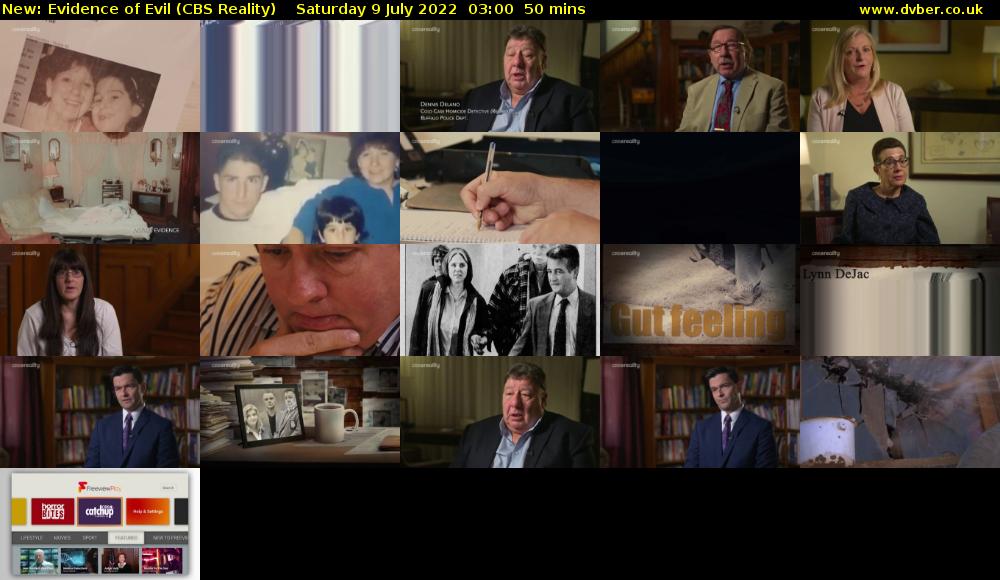 Evidence of Evil (CBS Reality) Saturday 9 July 2022 03:00 - 03:50