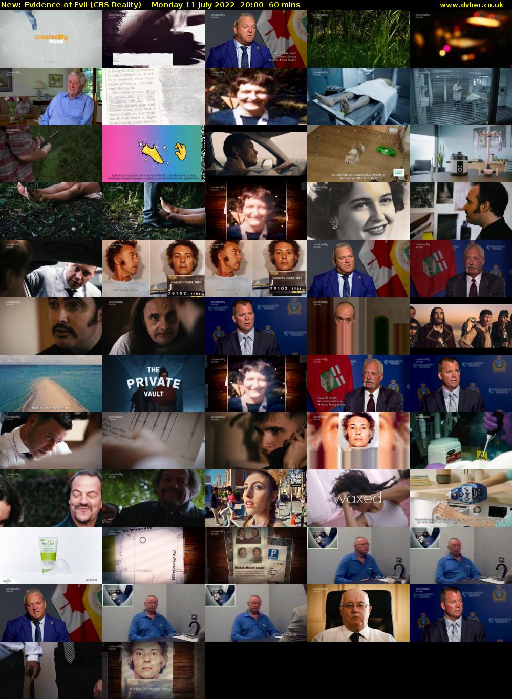 Evidence of Evil (CBS Reality) Monday 11 July 2022 20:00 - 21:00