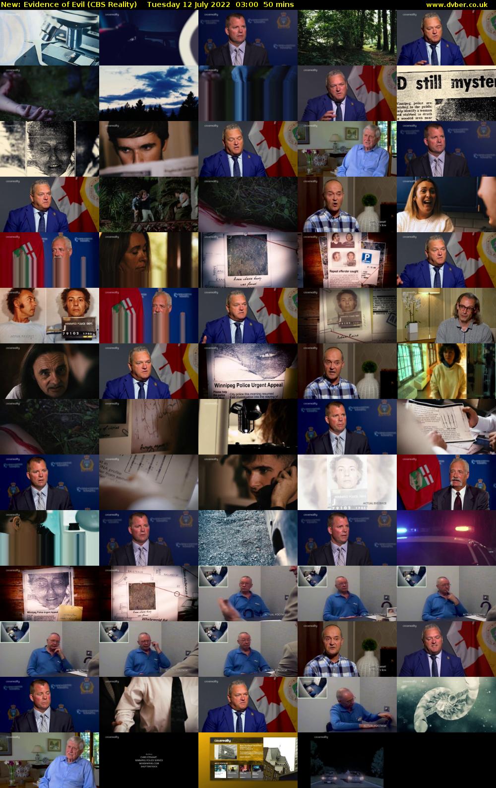 Evidence of Evil (CBS Reality) Tuesday 12 July 2022 03:00 - 03:50
