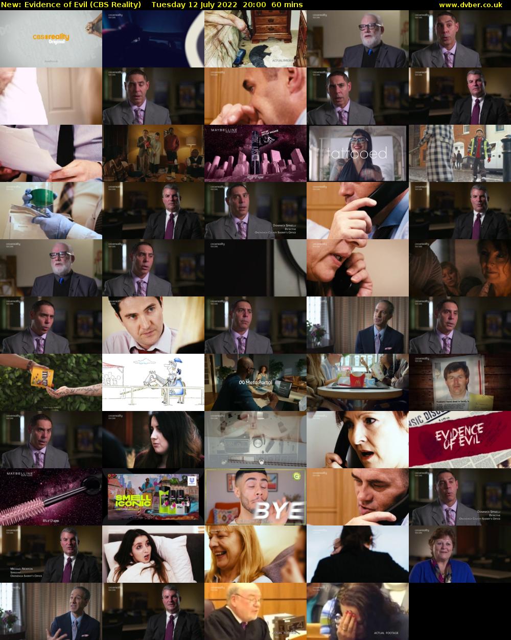 Evidence of Evil (CBS Reality) Tuesday 12 July 2022 20:00 - 21:00