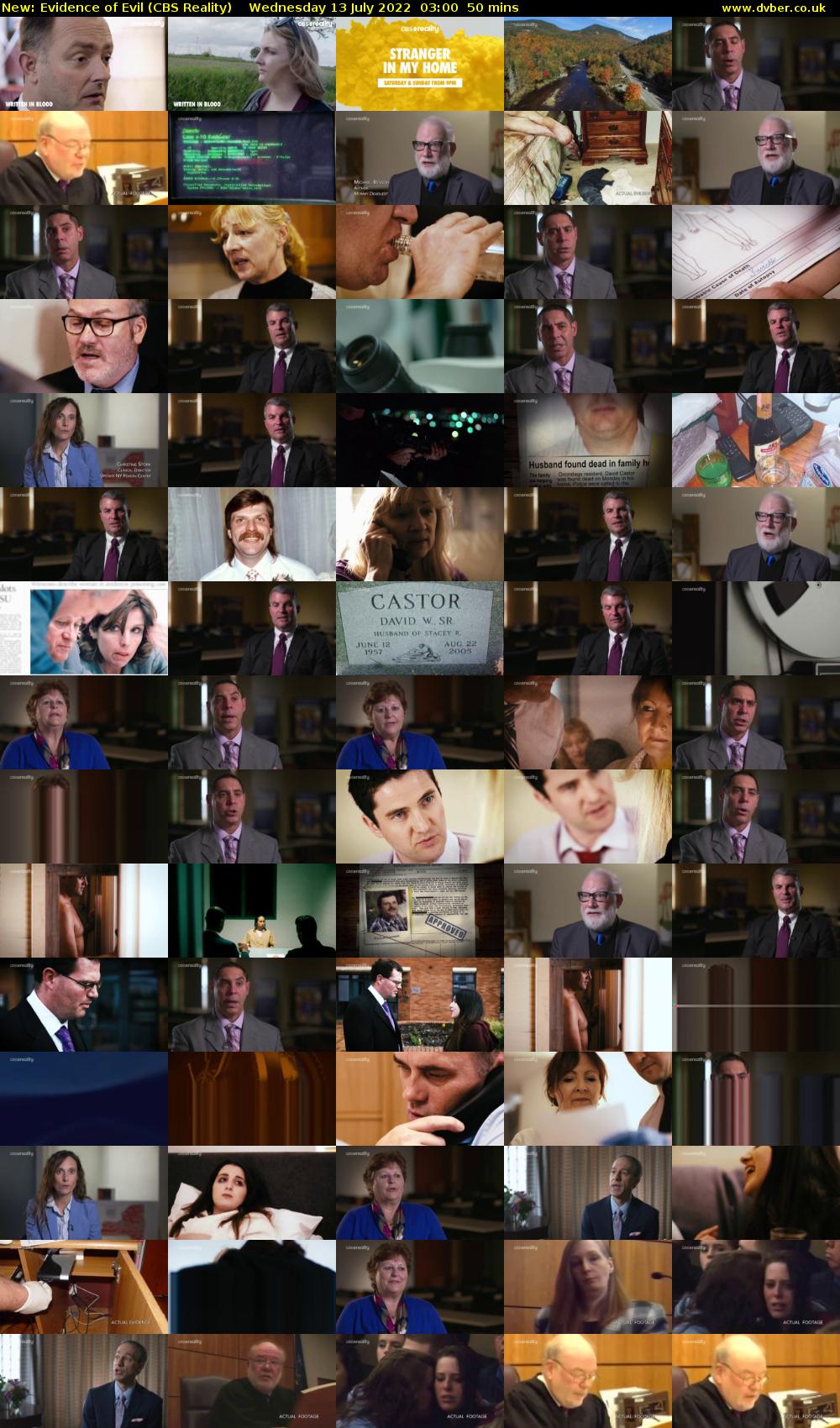 Evidence of Evil (CBS Reality) Wednesday 13 July 2022 03:00 - 03:50