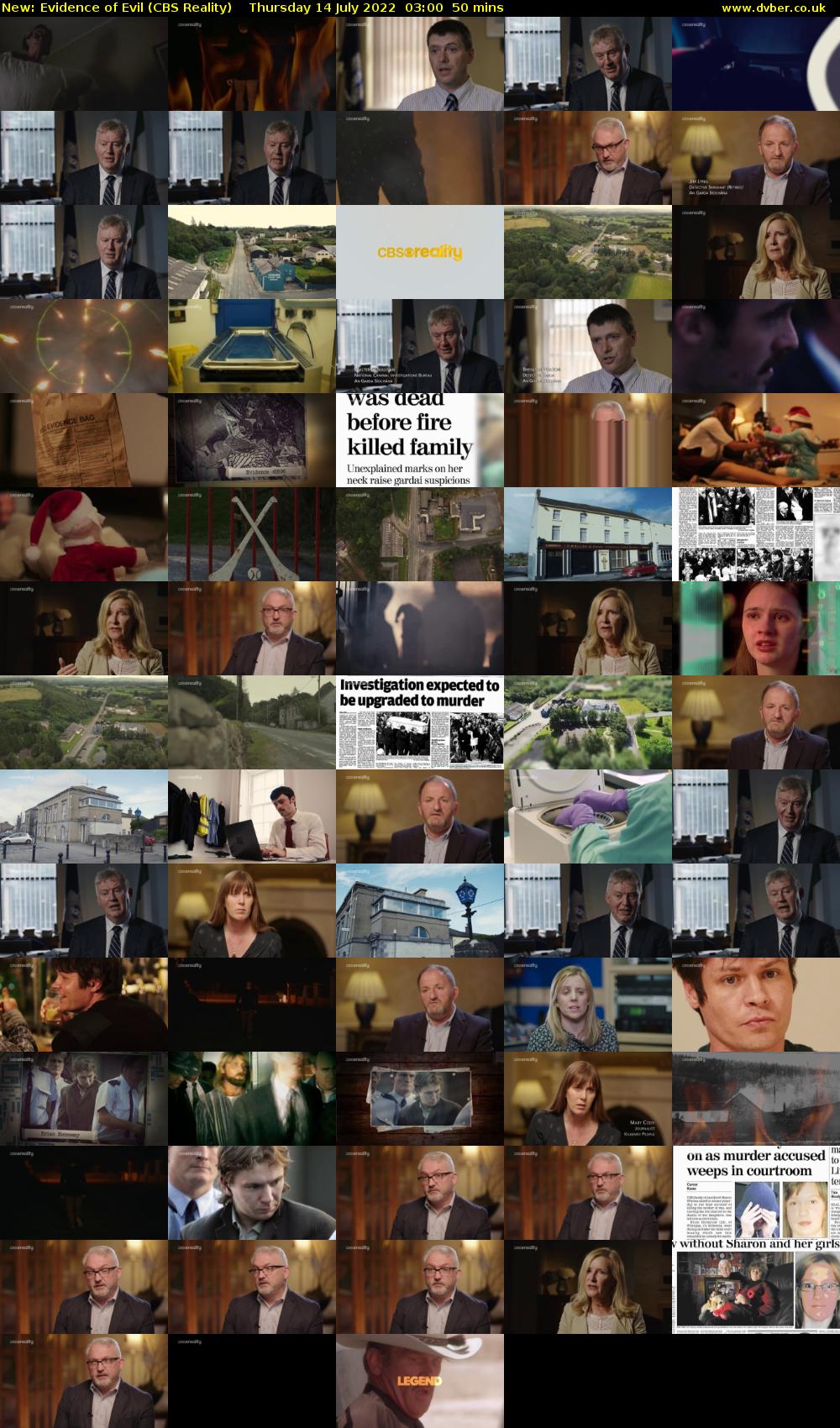Evidence of Evil (CBS Reality) Thursday 14 July 2022 03:00 - 03:50