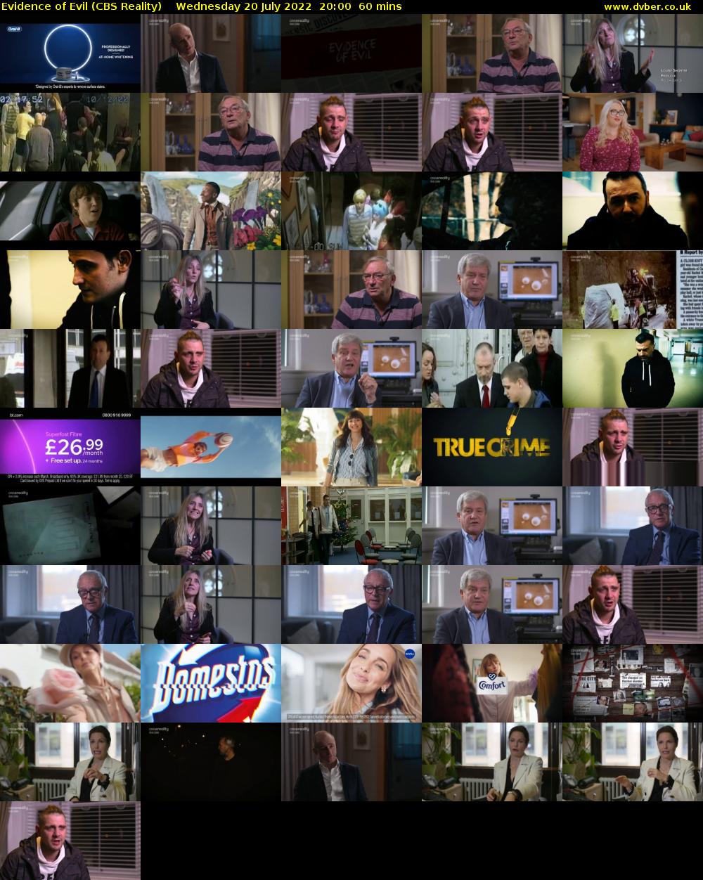 Evidence of Evil (CBS Reality) Wednesday 20 July 2022 20:00 - 21:00