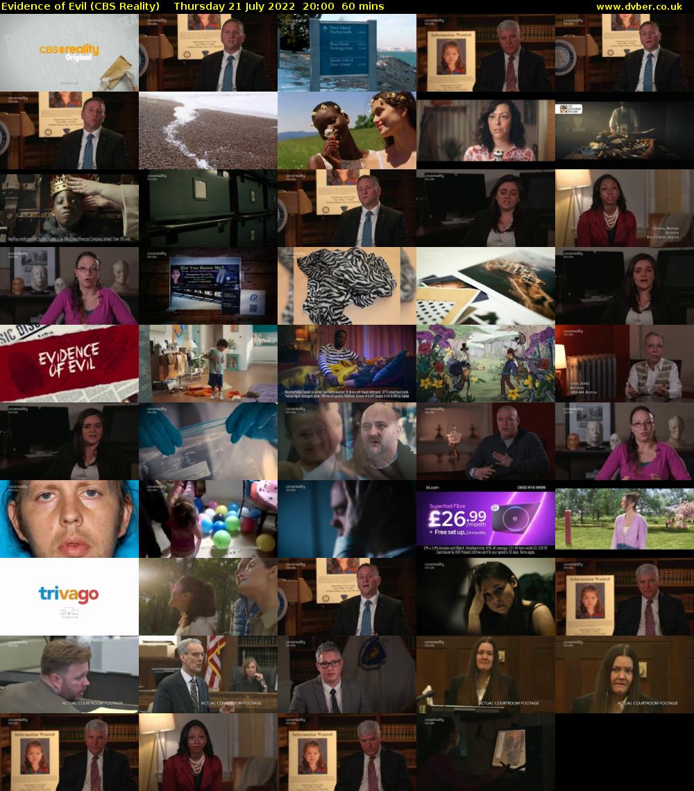 Evidence of Evil (CBS Reality) Thursday 21 July 2022 20:00 - 21:00