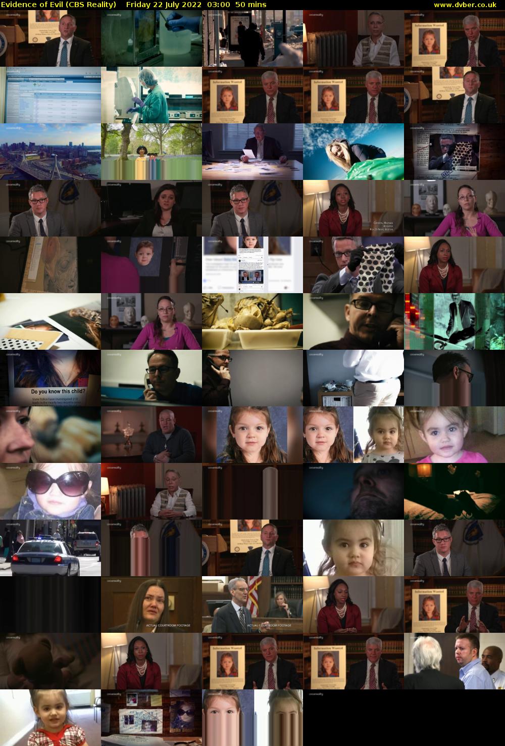 Evidence of Evil (CBS Reality) Friday 22 July 2022 03:00 - 03:50