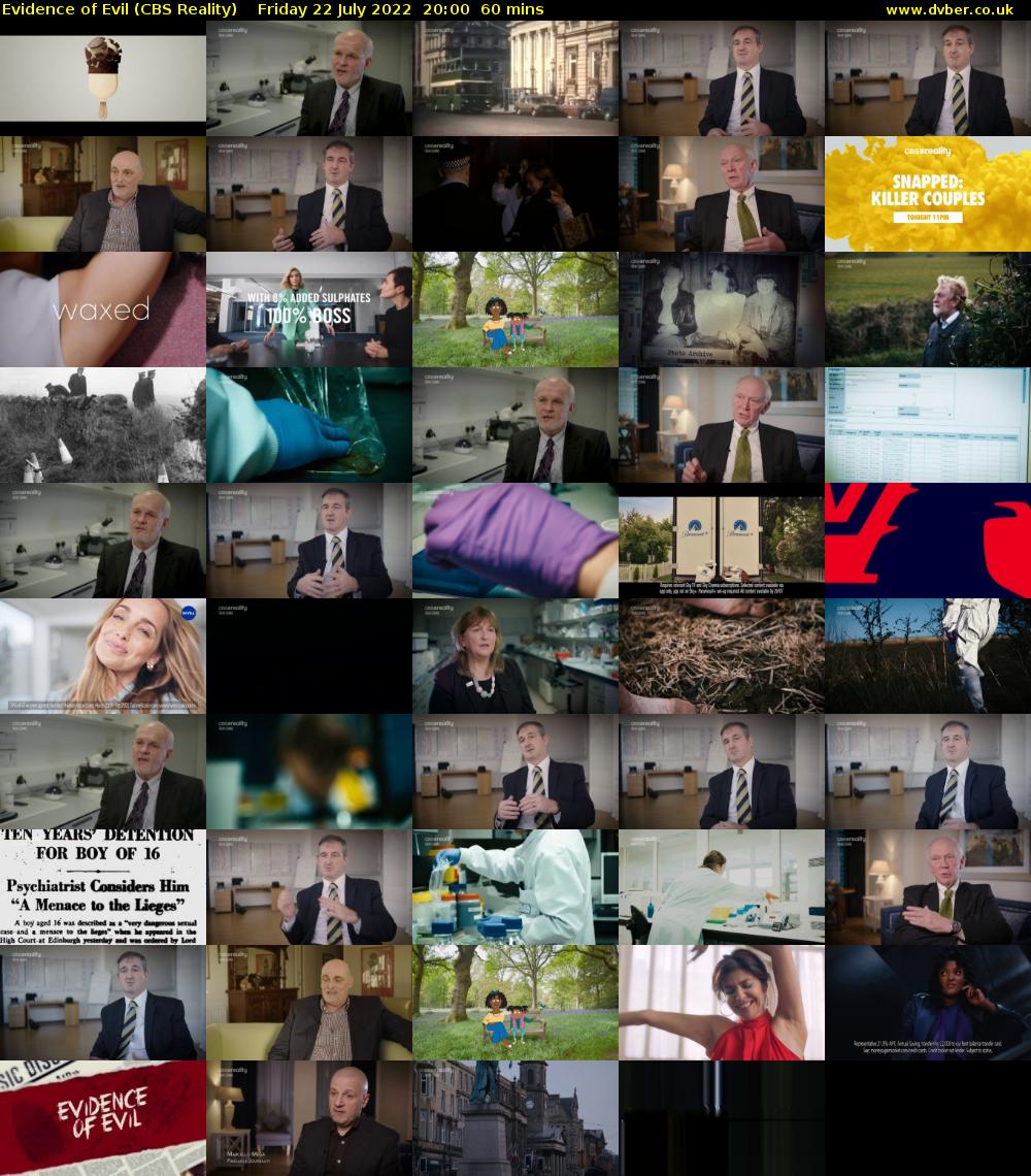 Evidence of Evil (CBS Reality) Friday 22 July 2022 20:00 - 21:00