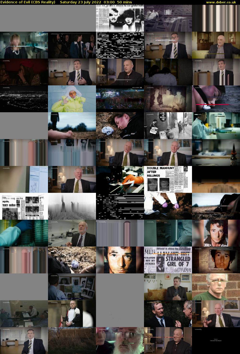 Evidence of Evil (CBS Reality) Saturday 23 July 2022 03:00 - 03:50