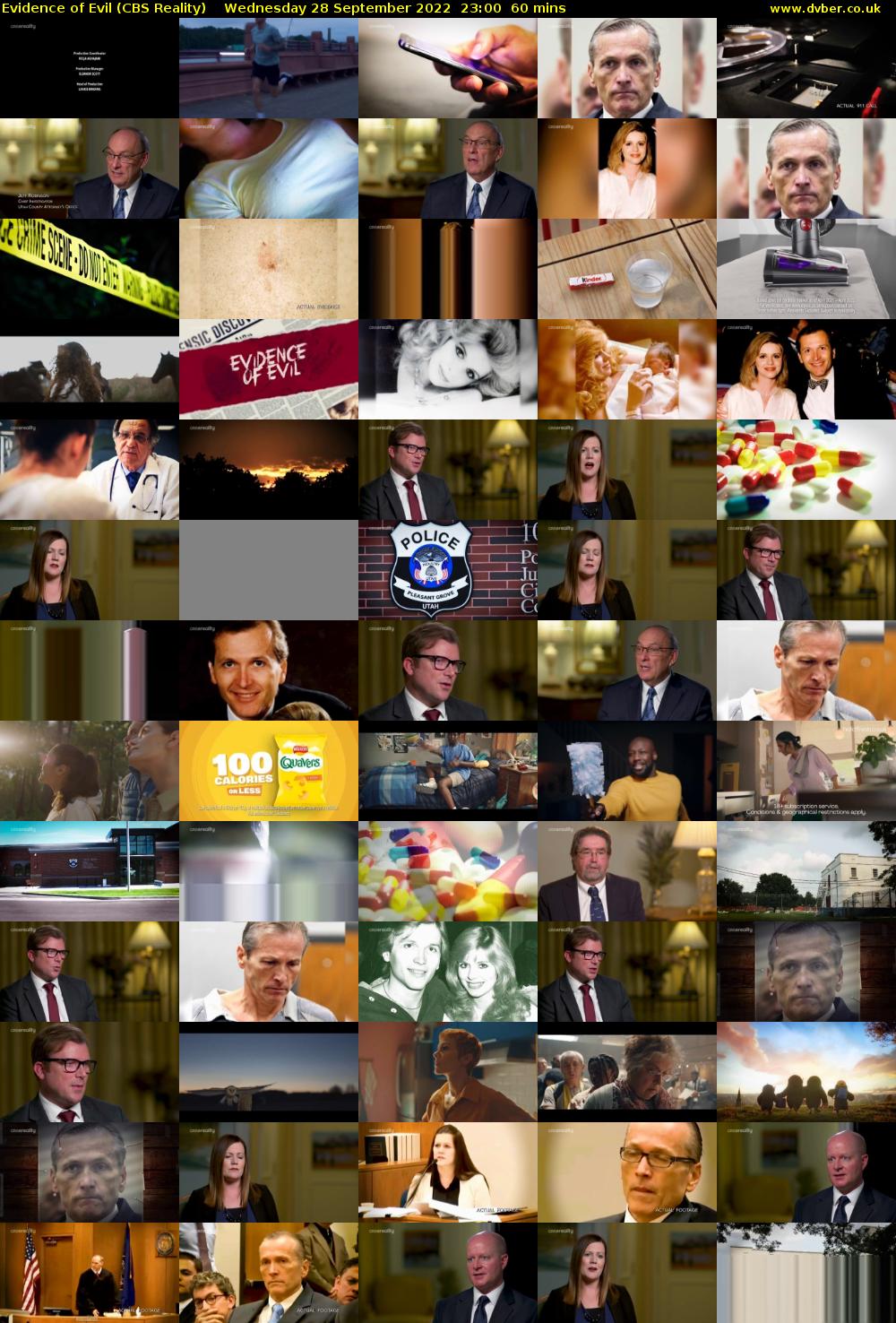 Evidence of Evil (CBS Reality) Wednesday 28 September 2022 23:00 - 00:00