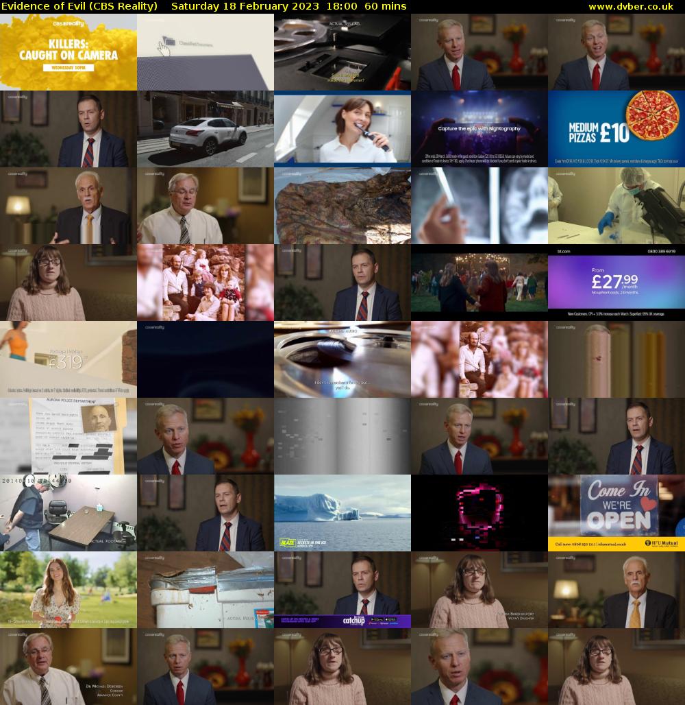 Evidence of Evil (CBS Reality) Saturday 18 February 2023 18:00 - 19:00
