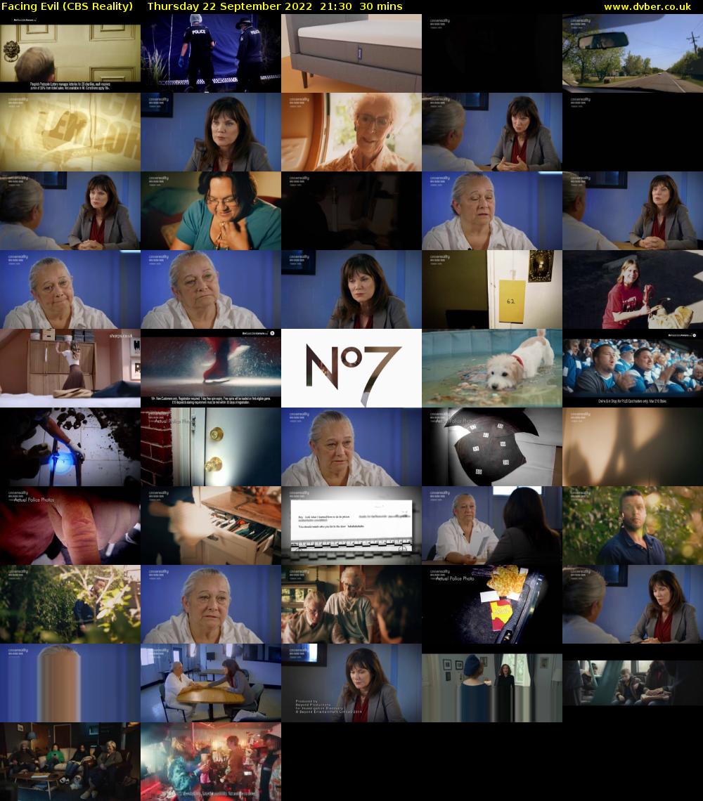 Facing Evil (CBS Reality) Thursday 22 September 2022 21:30 - 22:00