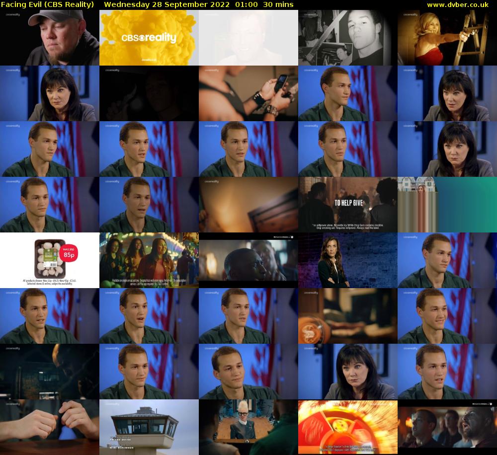 Facing Evil (CBS Reality) Wednesday 28 September 2022 01:00 - 01:30