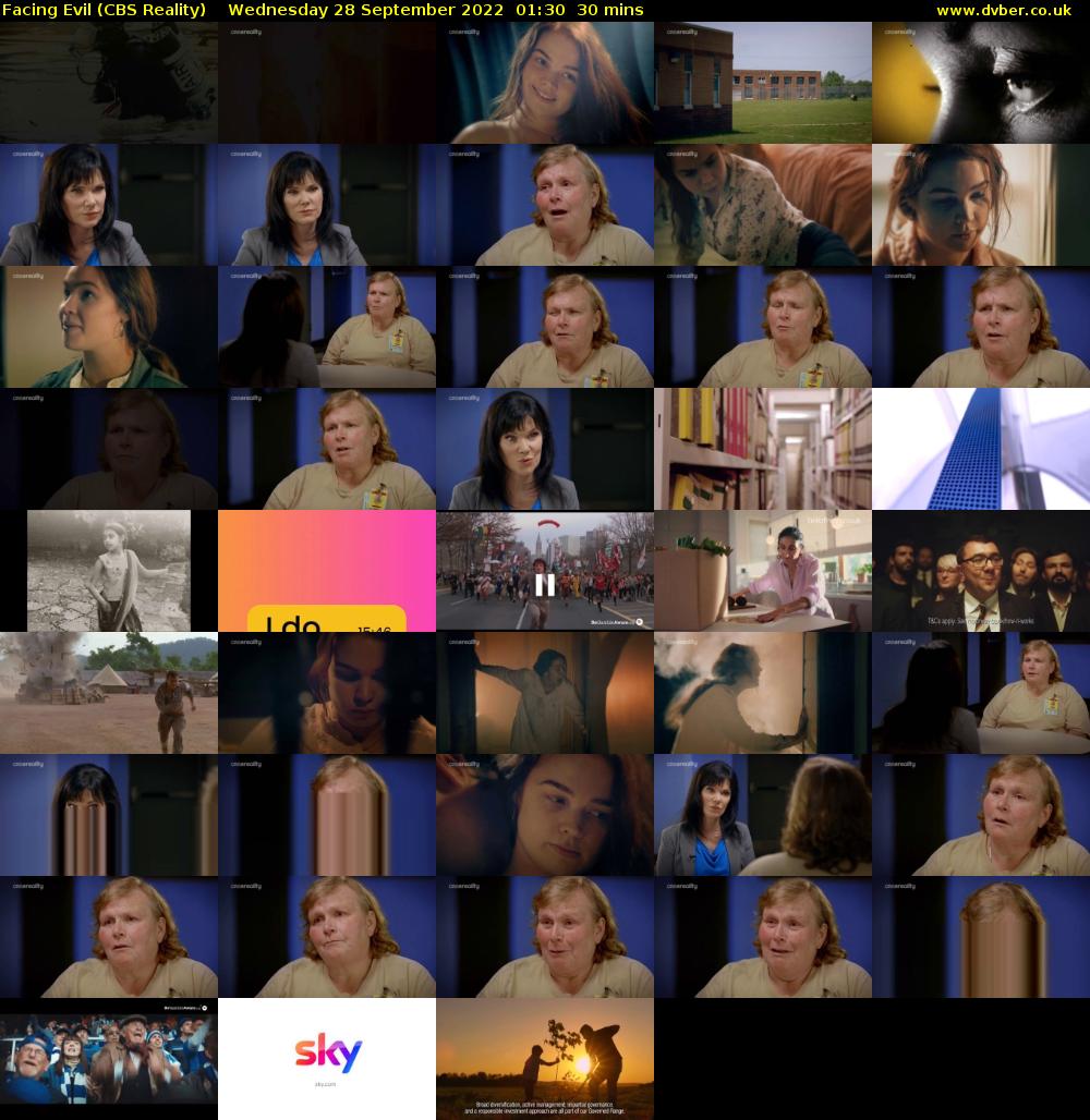 Facing Evil (CBS Reality) Wednesday 28 September 2022 01:30 - 02:00