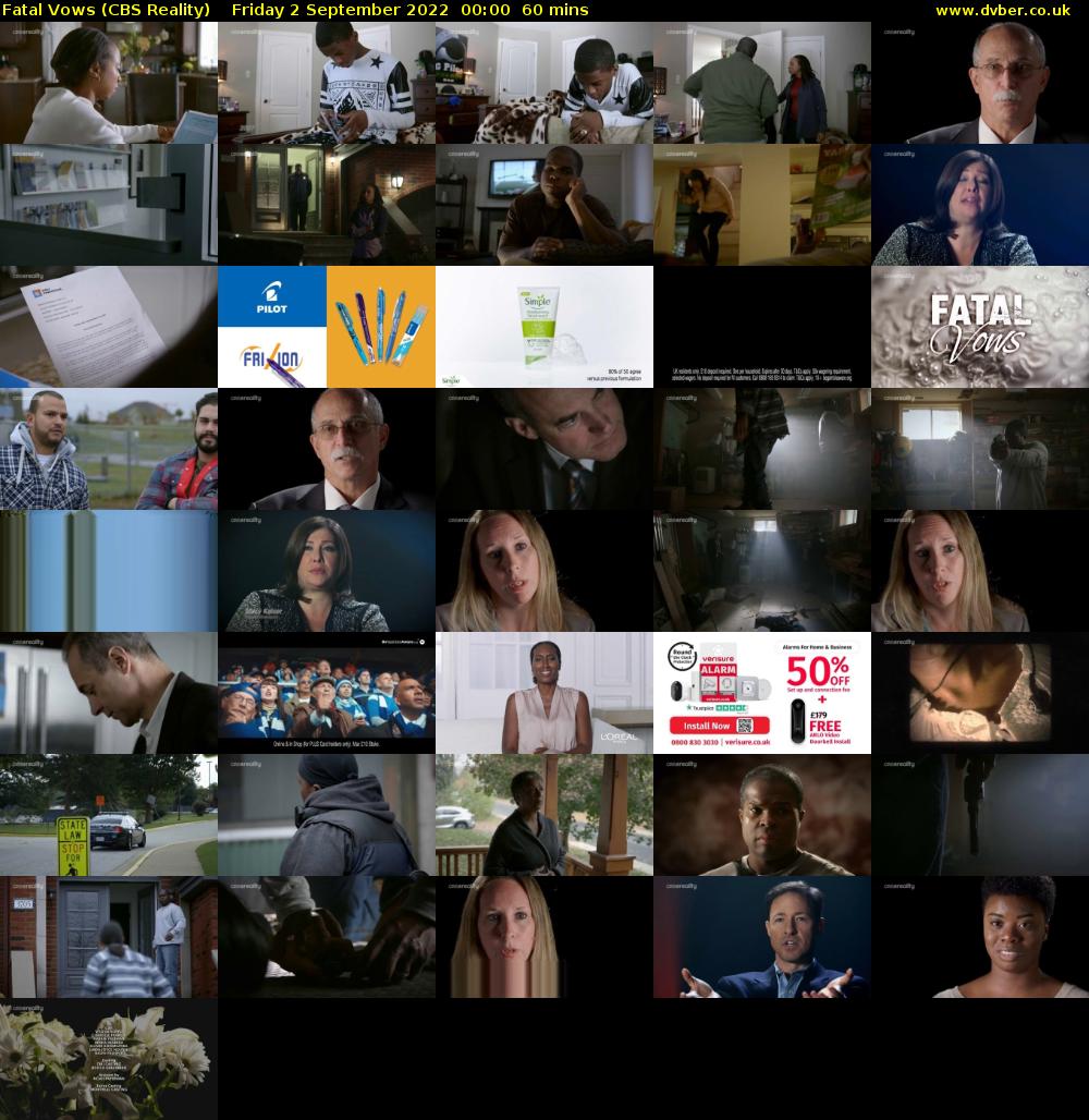 Fatal Vows (CBS Reality) Friday 2 September 2022 00:00 - 01:00