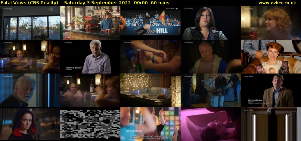 Fatal Vows (CBS Reality) Saturday 3 September 2022 00:00 - 01:00
