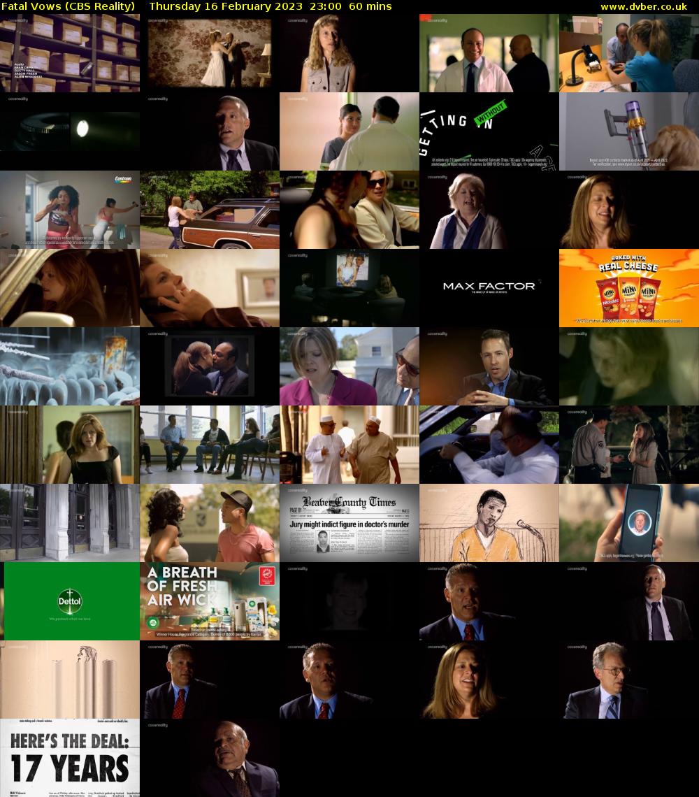Fatal Vows (CBS Reality) Thursday 16 February 2023 23:00 - 00:00