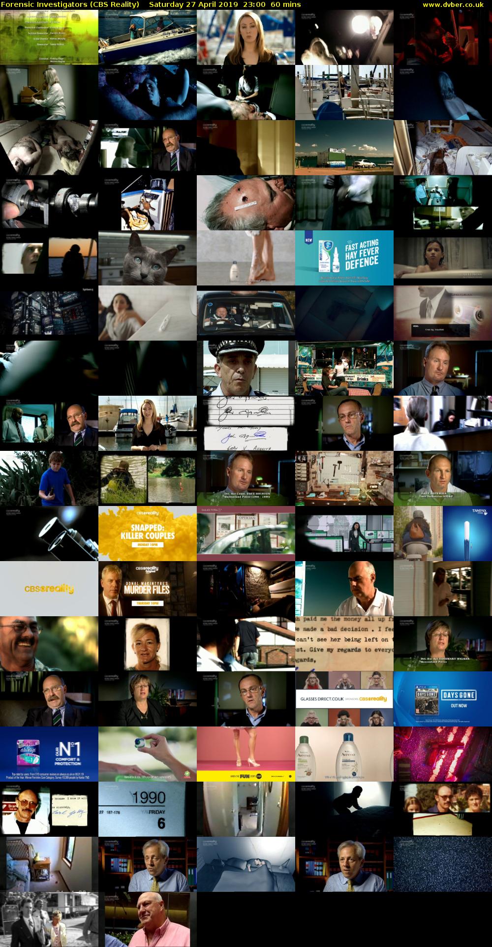 Forensic Investigators (CBS Reality) Saturday 27 April 2019 23:00 - 00:00