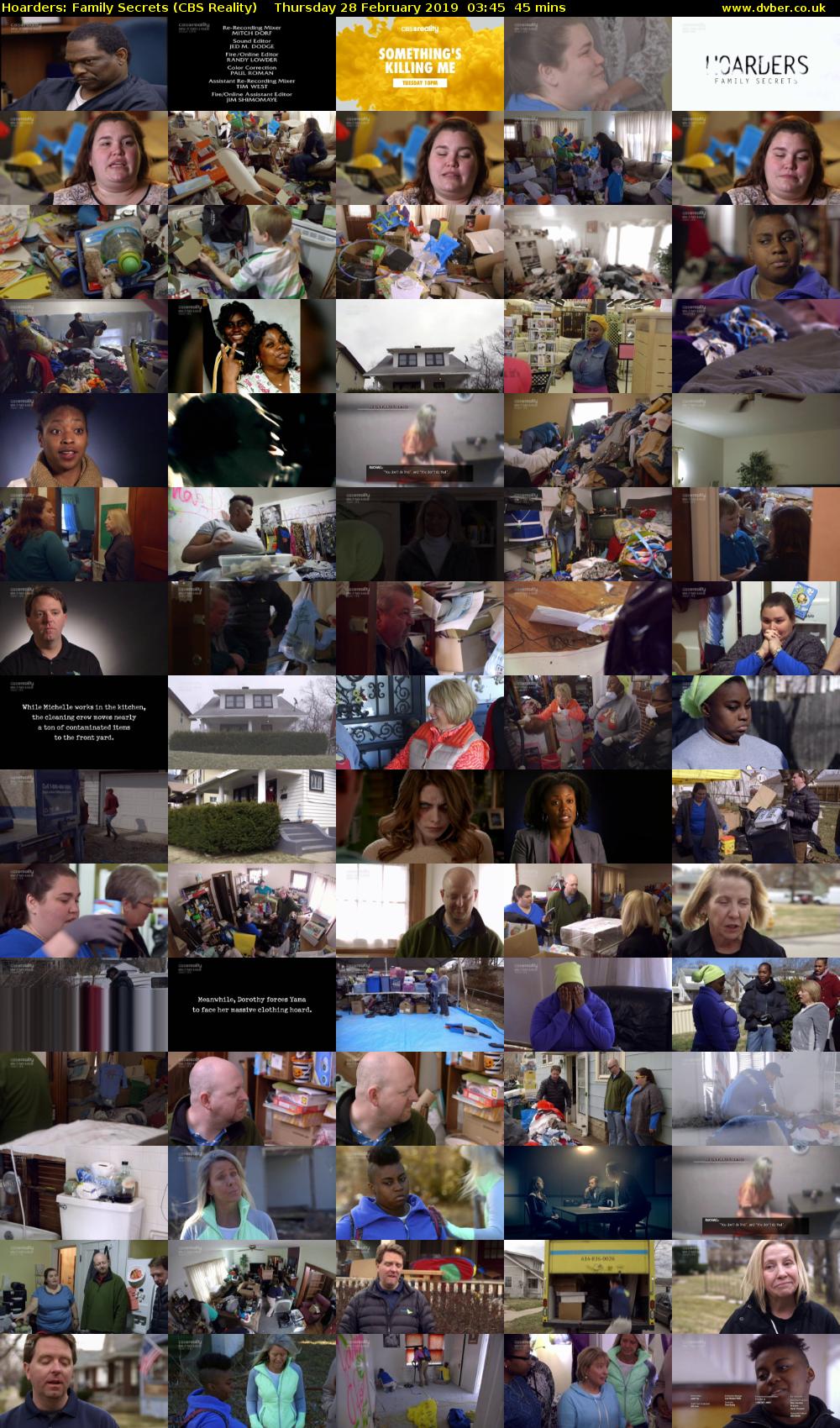 Hoarders: Family Secrets (CBS Reality) Thursday 28 February 2019 03:45 - 04:30