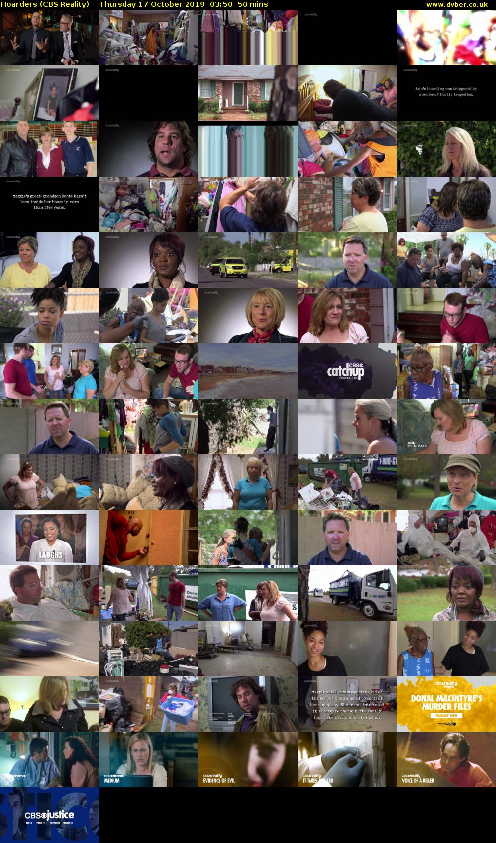 Hoarders (CBS Reality) Thursday 17 October 2019 03:50 - 04:40