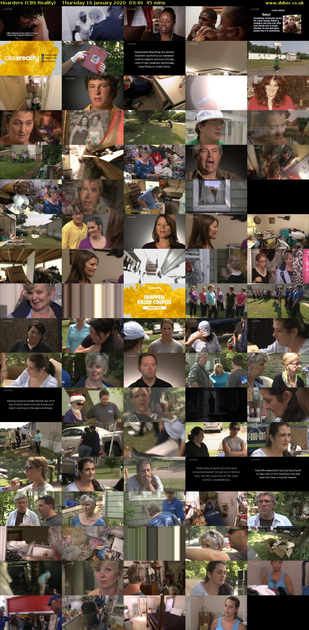 Hoarders (CBS Reality) Thursday 16 January 2020 03:40 - 04:25