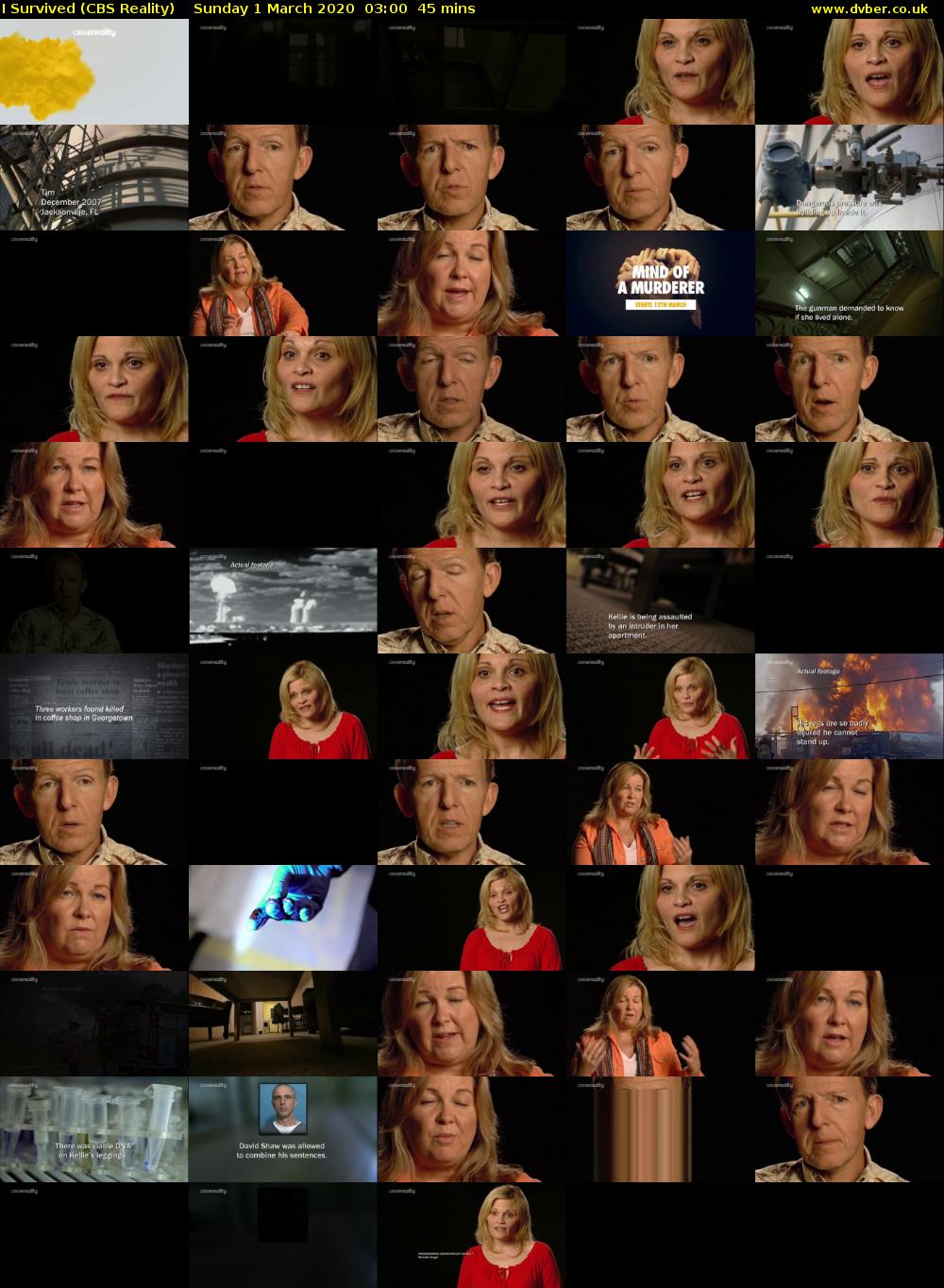 I Survived (CBS Reality) Sunday 1 March 2020 03:00 - 03:45