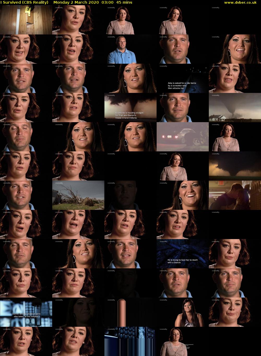 I Survived (CBS Reality) Monday 2 March 2020 03:00 - 03:45