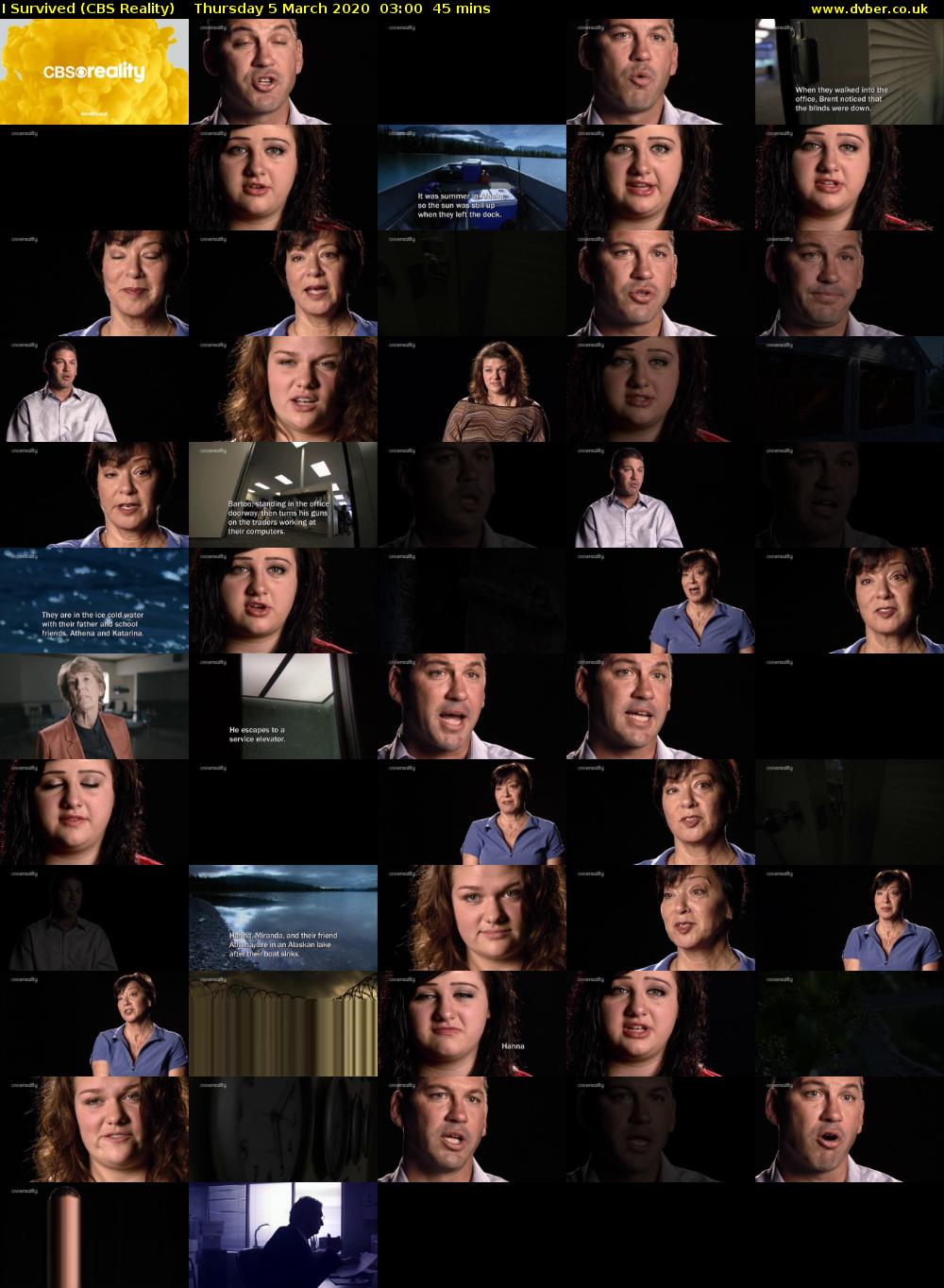 I Survived (CBS Reality) Thursday 5 March 2020 03:00 - 03:45