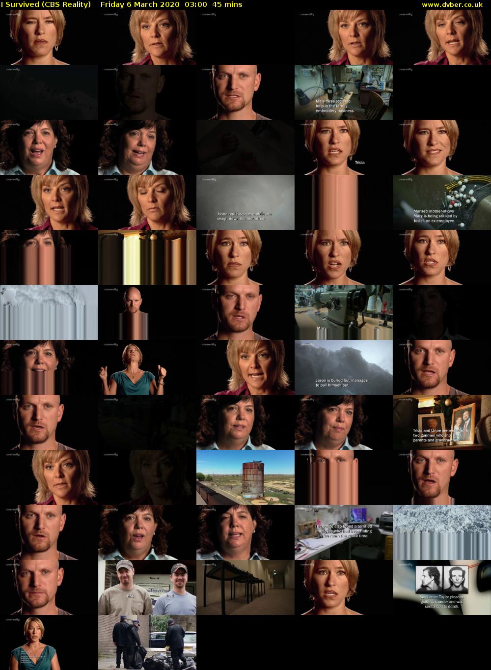 I Survived (CBS Reality) Friday 6 March 2020 03:00 - 03:45