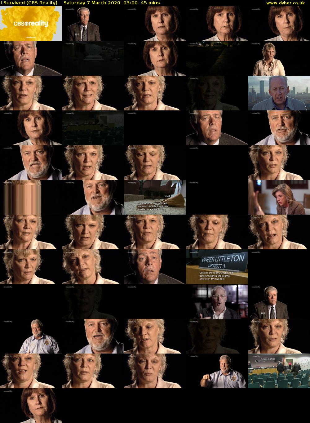 I Survived (CBS Reality) Saturday 7 March 2020 03:00 - 03:45