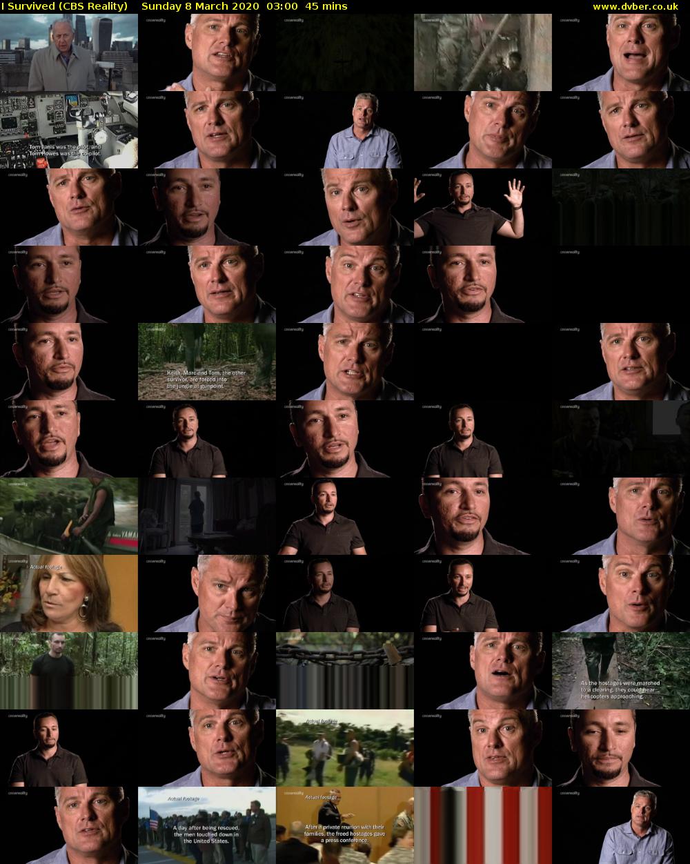 I Survived (CBS Reality) Sunday 8 March 2020 03:00 - 03:45
