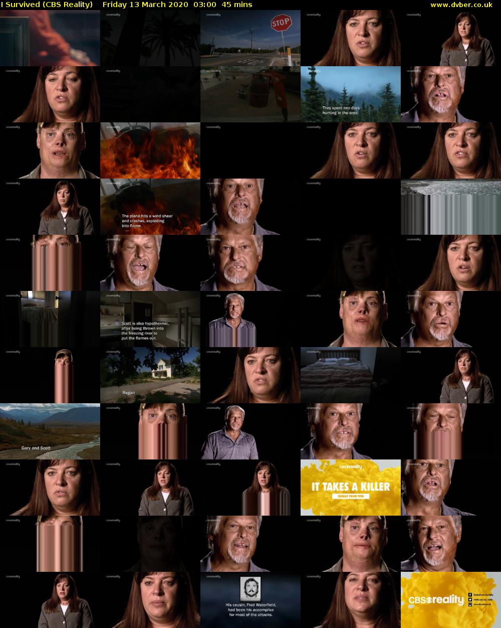 I Survived (CBS Reality) Friday 13 March 2020 03:00 - 03:45