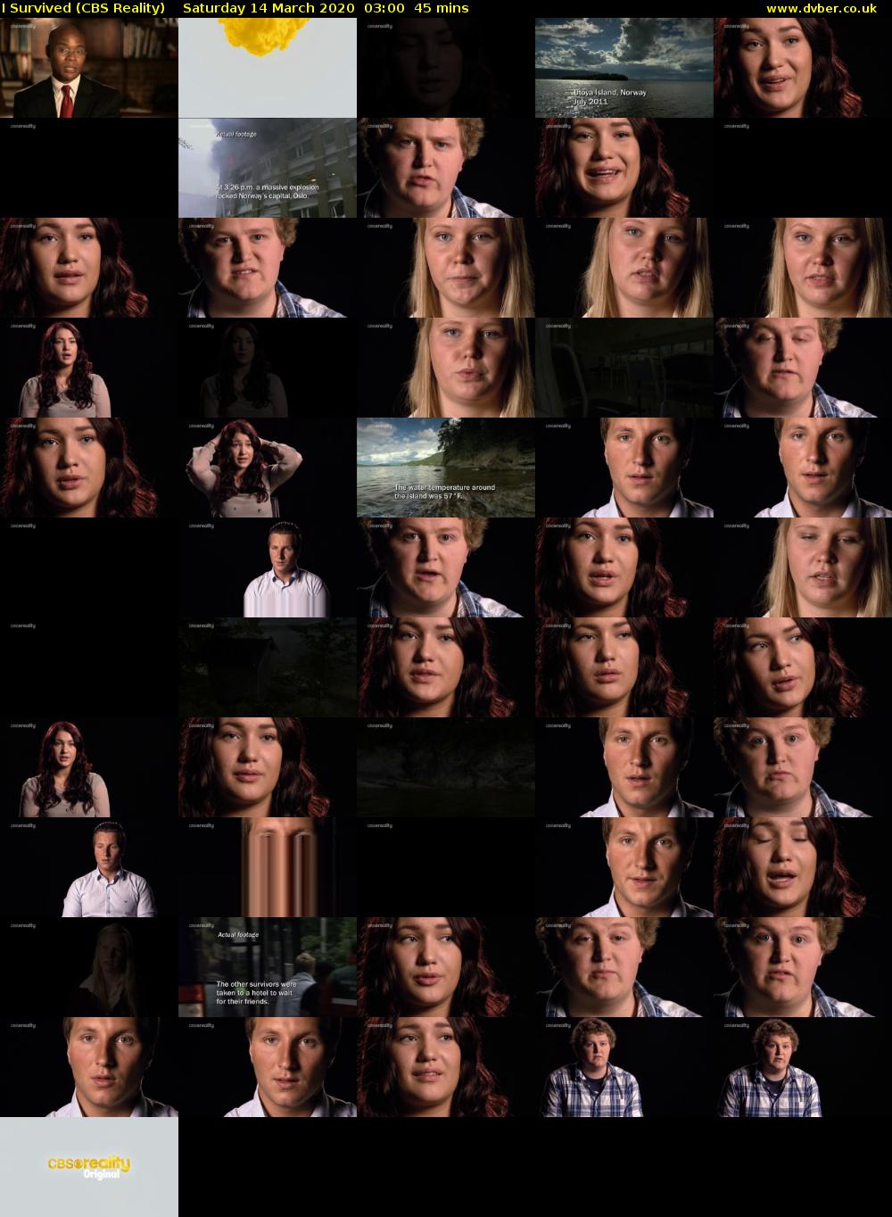 I Survived (CBS Reality) Saturday 14 March 2020 03:00 - 03:45