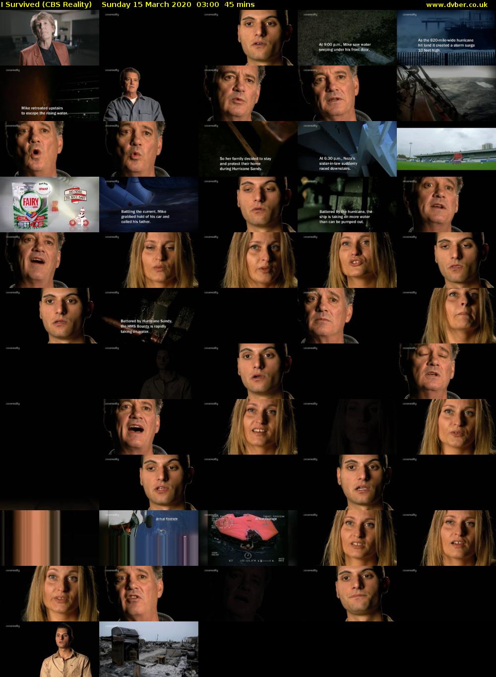 I Survived (CBS Reality) Sunday 15 March 2020 03:00 - 03:45