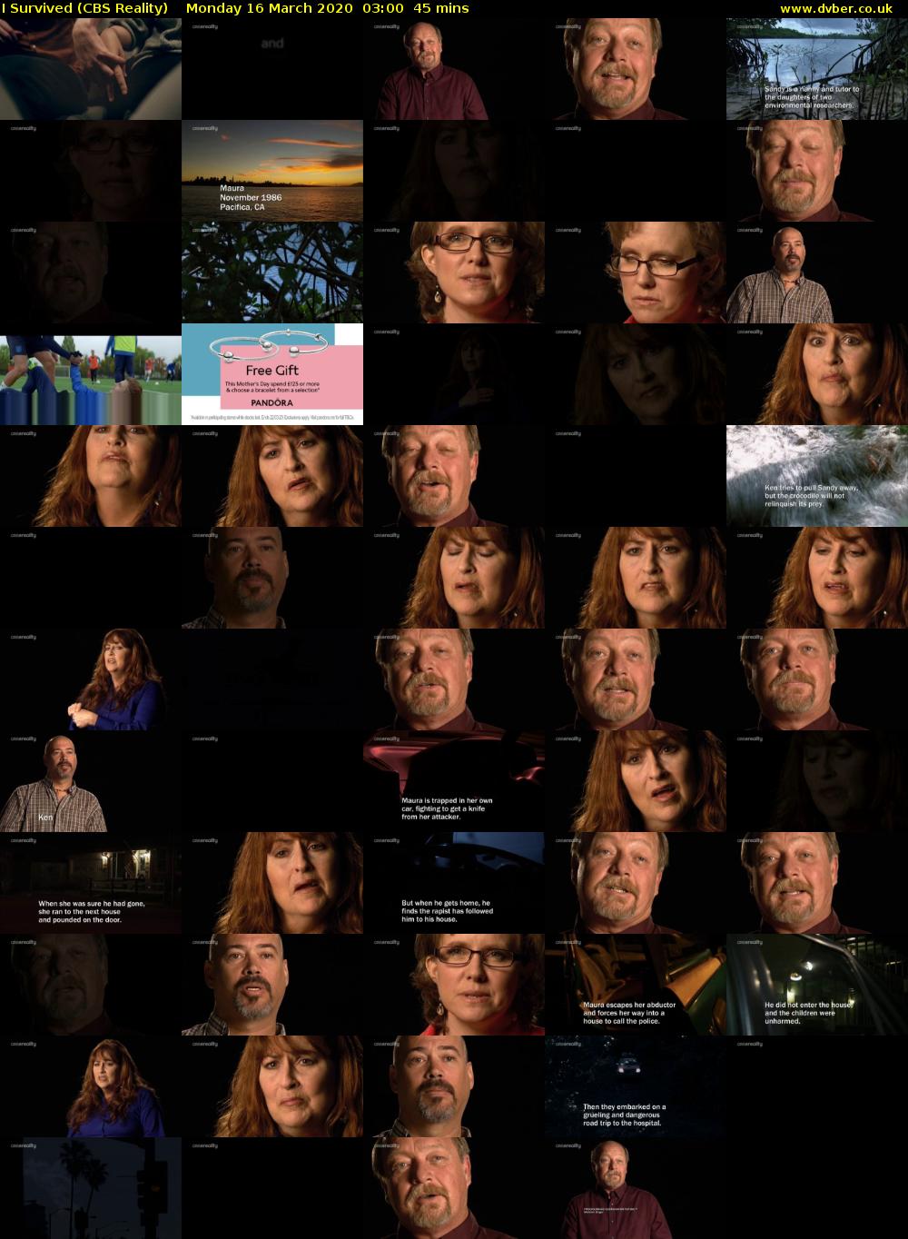 I Survived (CBS Reality) Monday 16 March 2020 03:00 - 03:45