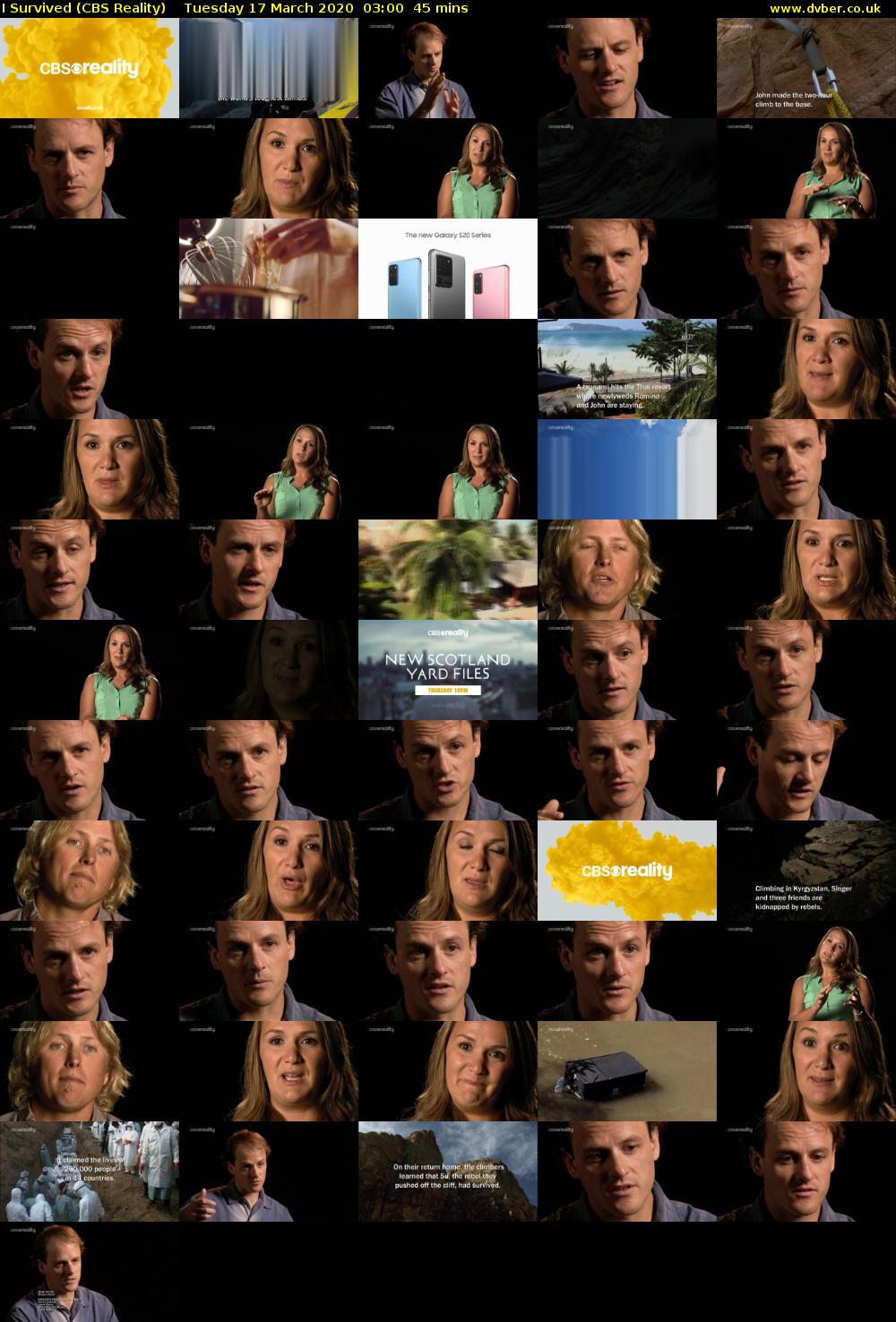 I Survived (CBS Reality) Tuesday 17 March 2020 03:00 - 03:45