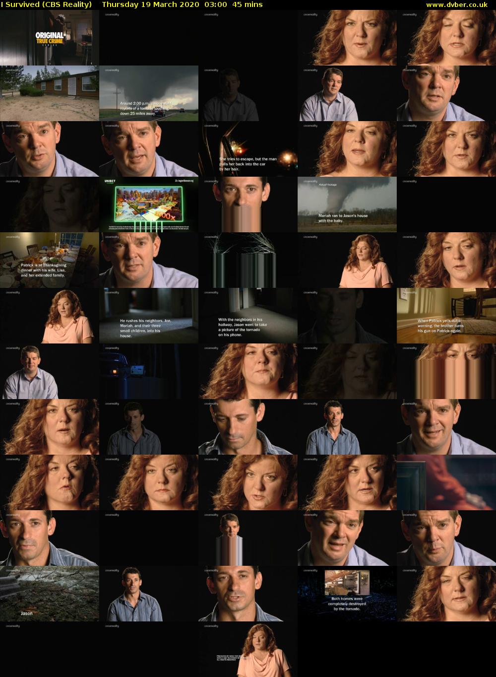 I Survived (CBS Reality) Thursday 19 March 2020 03:00 - 03:45