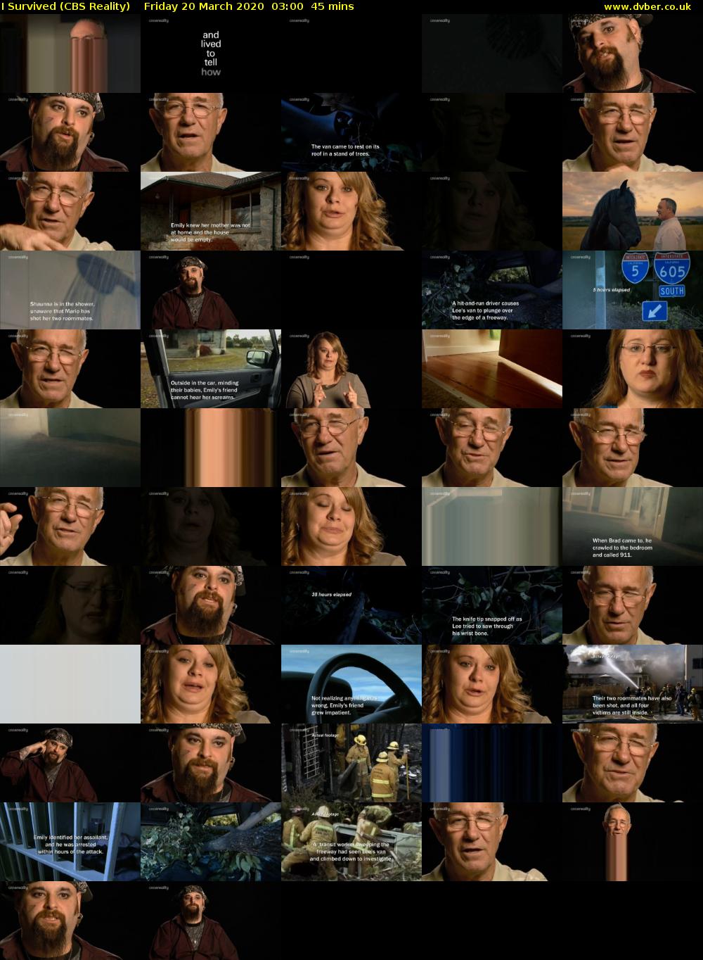 I Survived (CBS Reality) Friday 20 March 2020 03:00 - 03:45