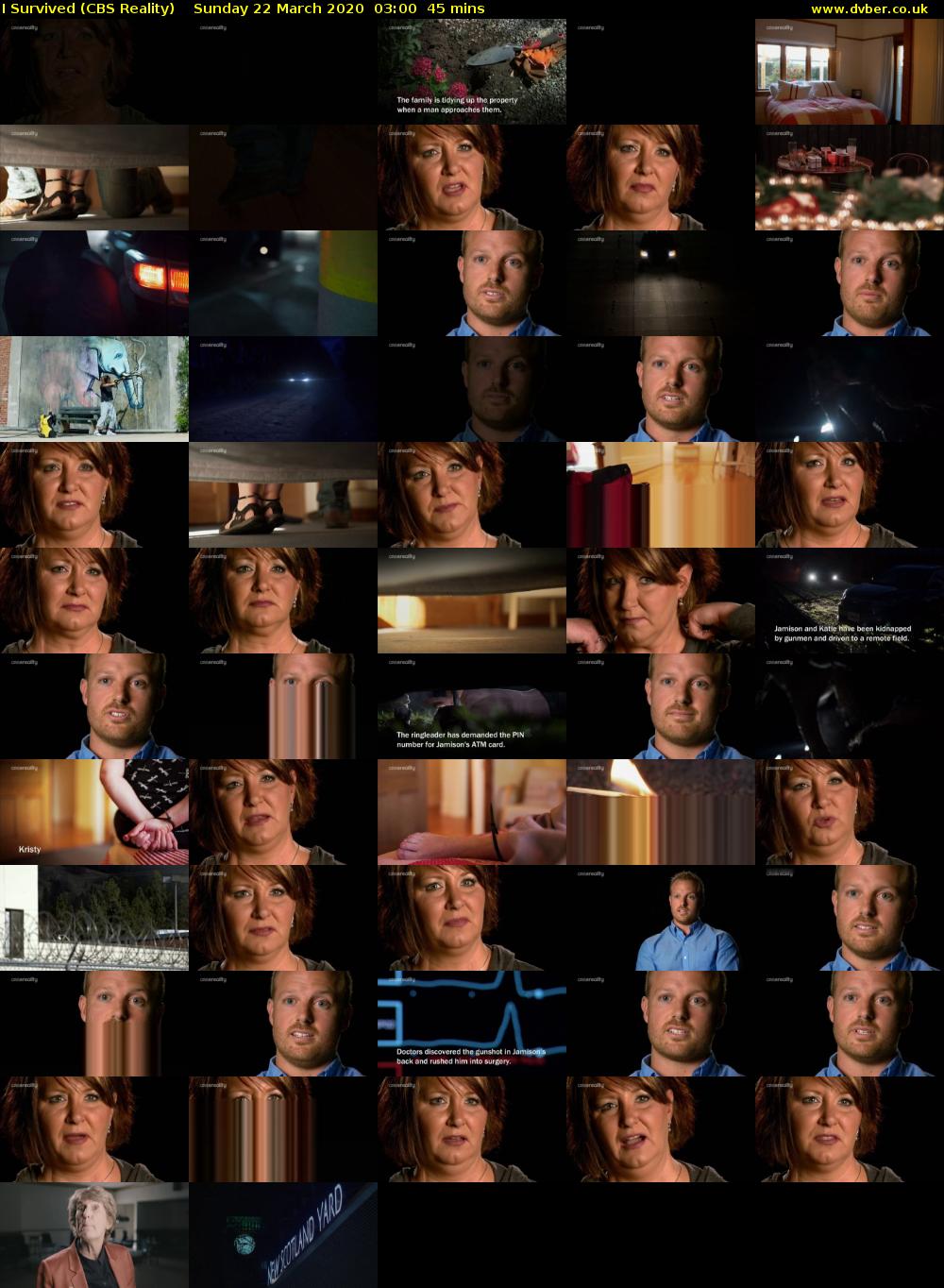 I Survived (CBS Reality) Sunday 22 March 2020 03:00 - 03:45