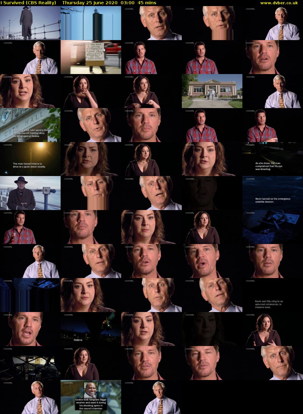 I Survived (CBS Reality) Thursday 25 June 2020 03:00 - 03:45