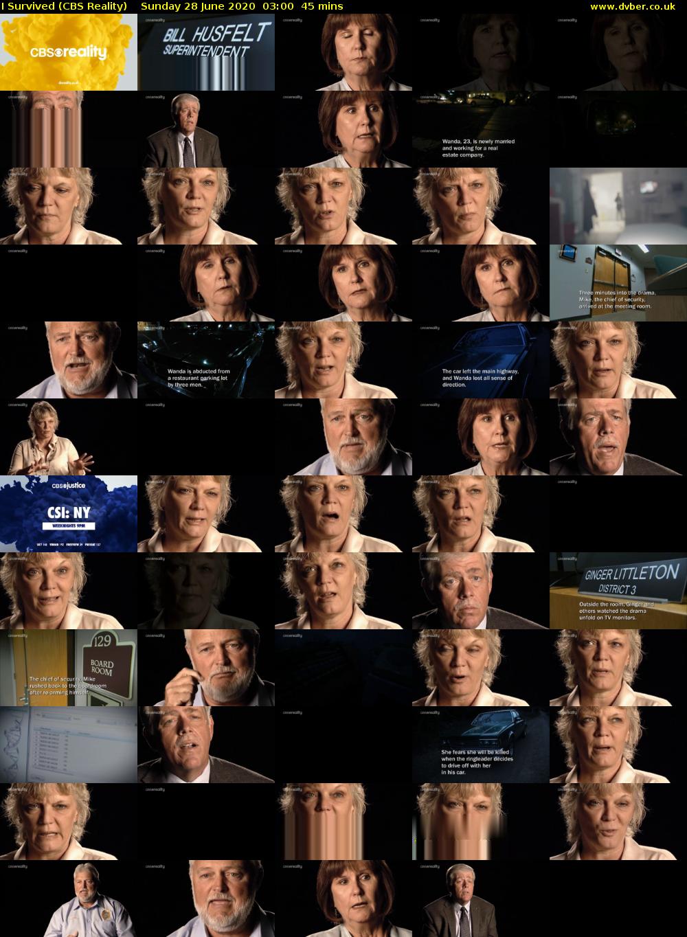 I Survived (CBS Reality) Sunday 28 June 2020 03:00 - 03:45