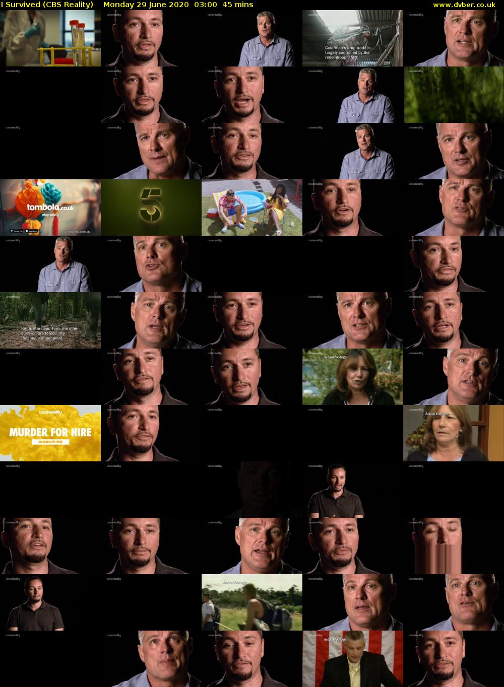 I Survived (CBS Reality) Monday 29 June 2020 03:00 - 03:45