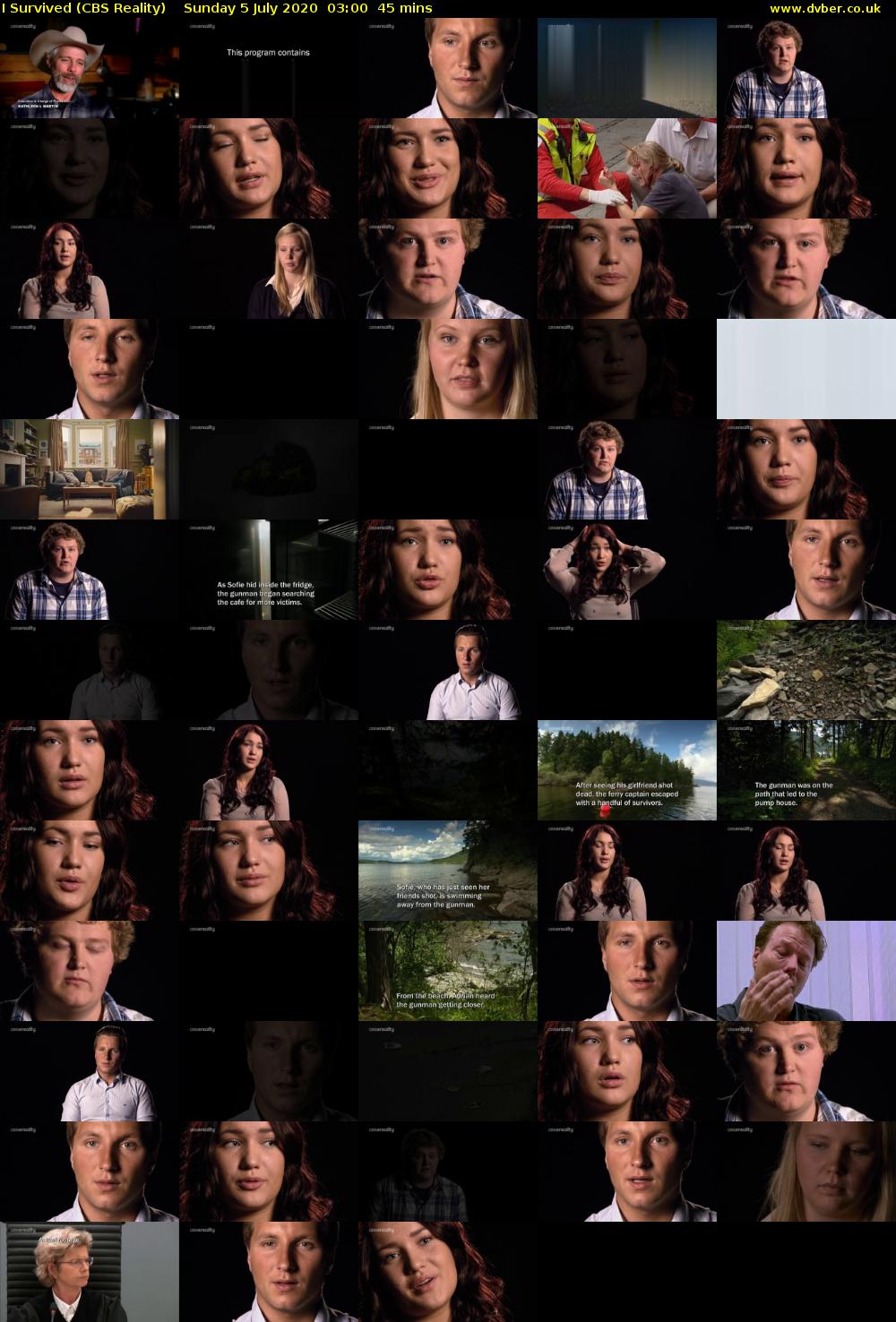 I Survived (CBS Reality) Sunday 5 July 2020 03:00 - 03:45