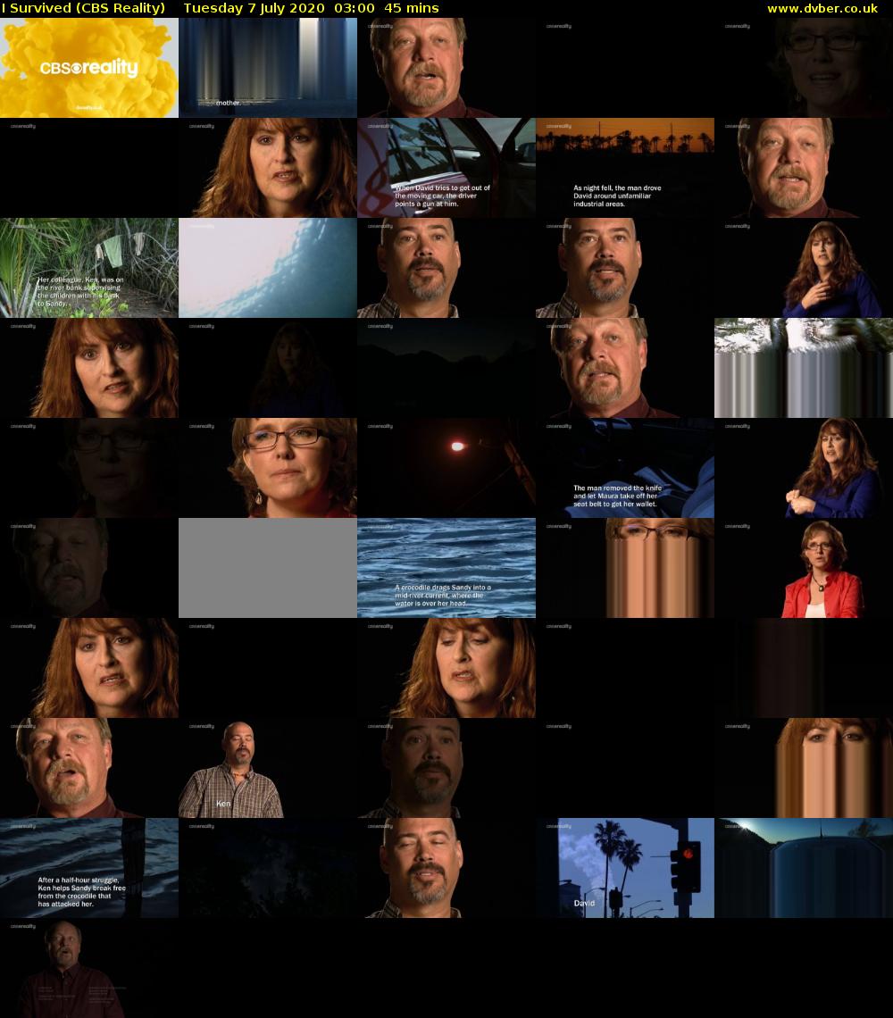 I Survived (CBS Reality) Tuesday 7 July 2020 03:00 - 03:45