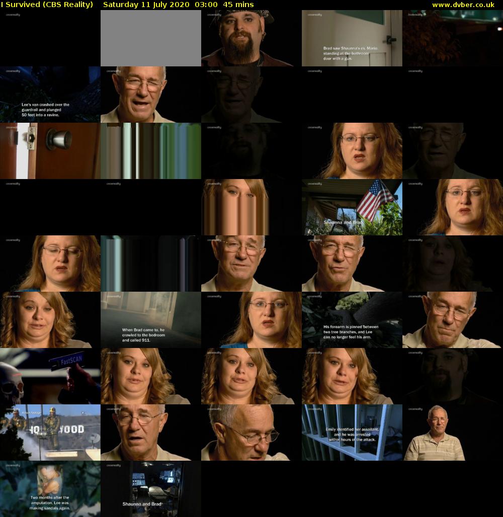 I Survived (CBS Reality) Saturday 11 July 2020 03:00 - 03:45
