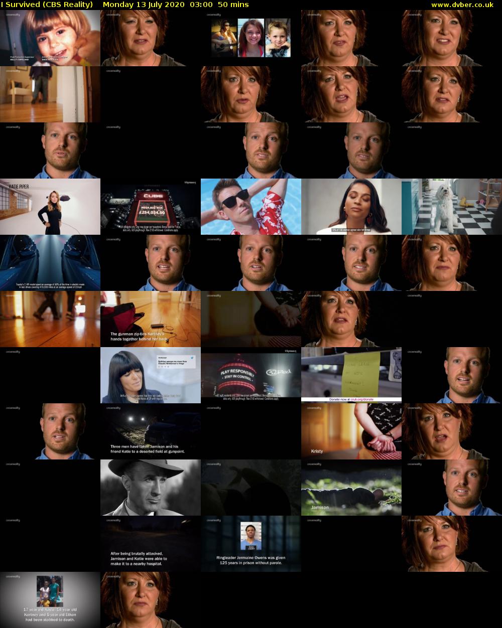 I Survived (CBS Reality) Monday 13 July 2020 03:00 - 03:50