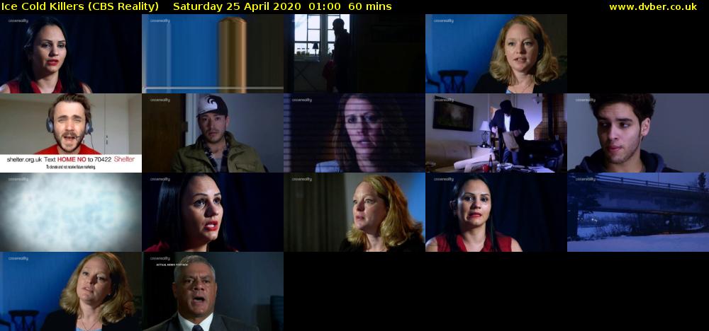 Ice Cold Killers (CBS Reality) Saturday 25 April 2020 01:00 - 02:00