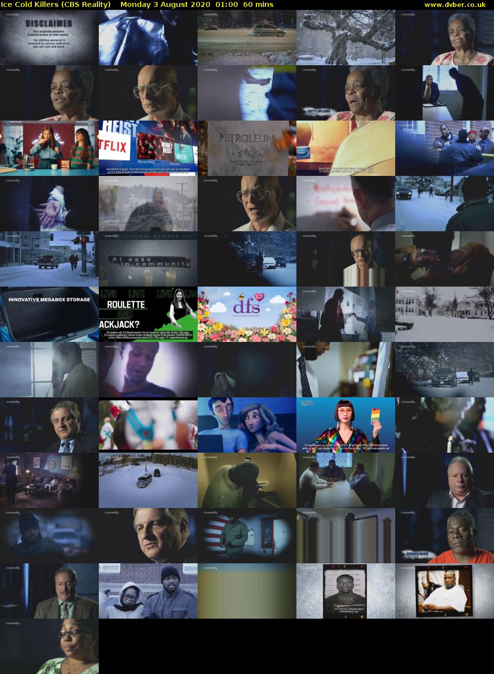 Ice Cold Killers (CBS Reality) Monday 3 August 2020 01:00 - 02:00