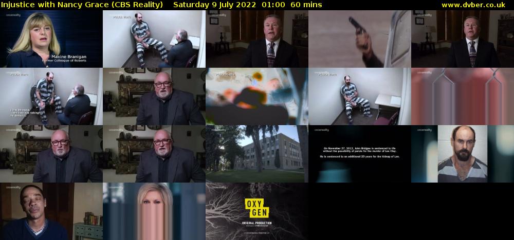 Injustice with Nancy Grace (CBS Reality) Saturday 9 July 2022 01:00 - 02:00
