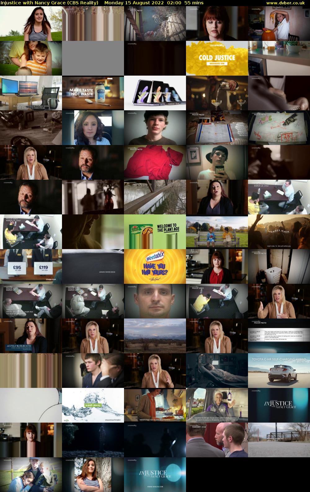 Injustice with Nancy Grace (CBS Reality) Monday 15 August 2022 02:00 - 02:55